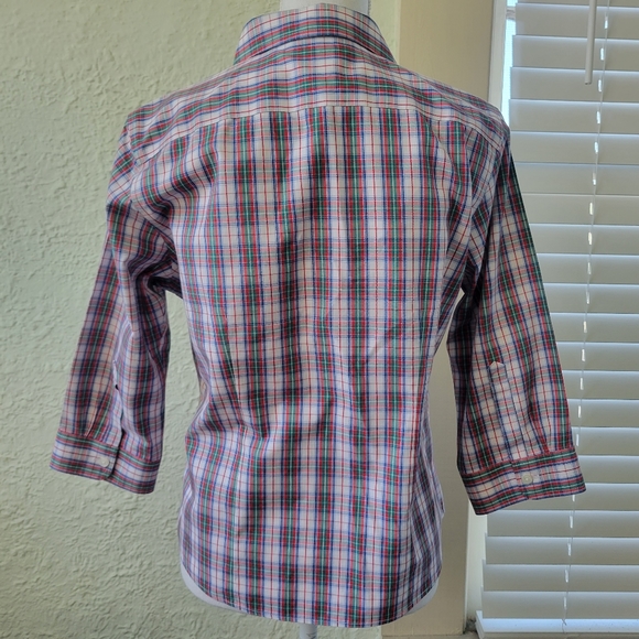 L.L. Bean Size Small S Wrinkle Free Plaid Shirt, button up, 100% cotton. - Picture 3 of 6